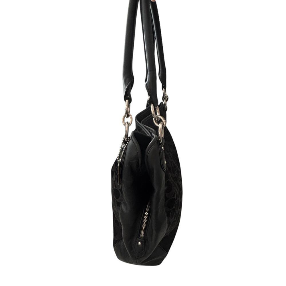 Coach Colette Signature Hobo Bag Rare Retired Black Silver Hardware - Picture 6 of 13